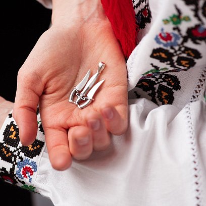 Срібна підвіска "Тризуб із кинжалами" 133116 №6