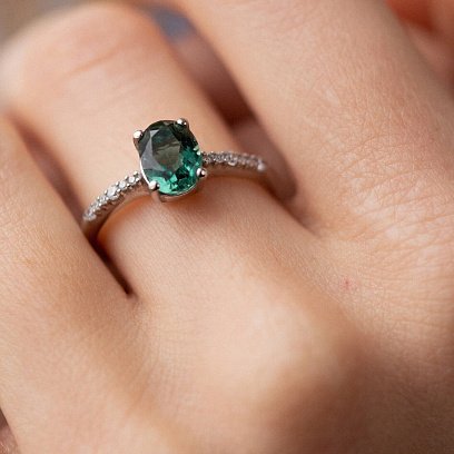 Серебряное кольцо с кварцом и фианитами 1339/1р-QGR №6