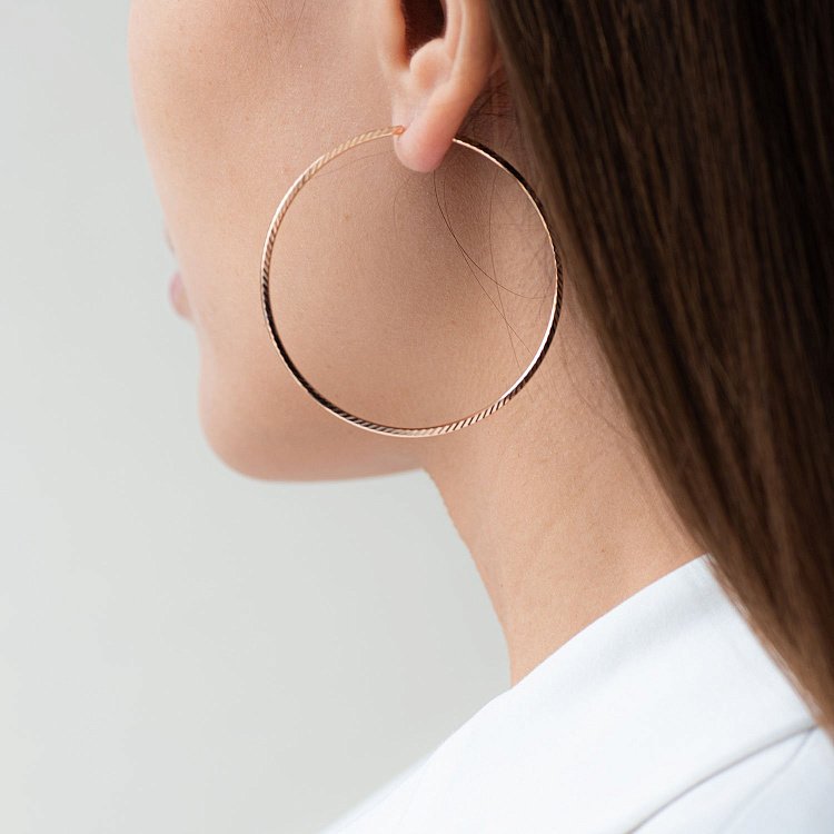 Сережки - кільця в червоному золоті (5.4 см) с01881 від ювелірного магазину Онікс - 2