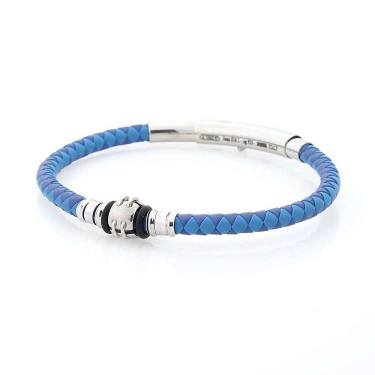 Чоловічий браслет зі шкіри та срібла ZANCAN TSB027-BL від ювелірного магазину Онікс