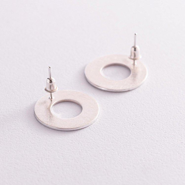 Срібні сережки - пусети "Дзеркальні" (2.1 см) 123157 від ювелірного магазину Онікс - 6