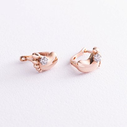 Золоті сережки "Ніжки" (фіаніти) с03529 №3