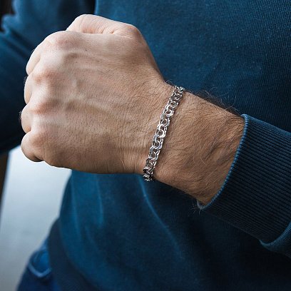 Мужской серебряный браслет (гарибальди 1.0 см) р021751 №2