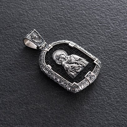 Серебряный кулон "Богородица Дево - Молитва" (эбеновое дерево) 1230 №6