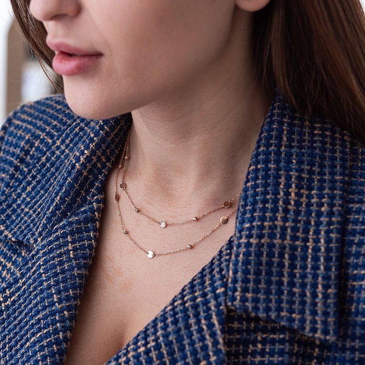 Кольє з монетками в червоному золоті 860402 від ювелірного магазину Онікс