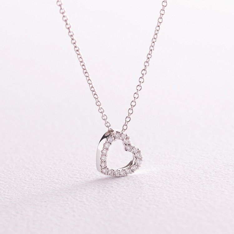 Золотое колье "Сердечко" с бриллиантами колб0087ca от ювелирного магазина Оникс