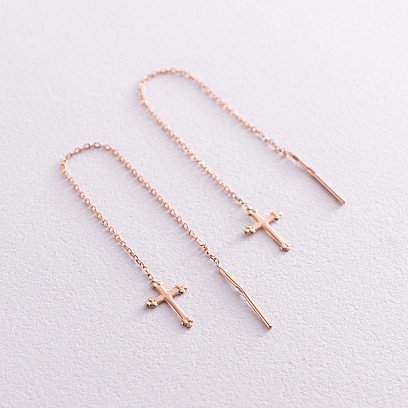 Золоті сережки - протяжки "Хрестики" с05233 №2