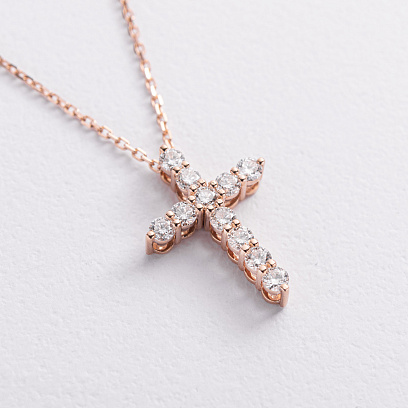 Золоте кольє "Хрестик" з діамантами 112142421