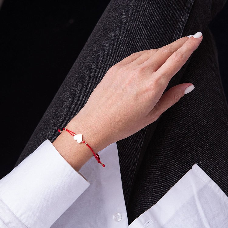 Браслет с красной нитью "Сердце" б04207 - 3 Браслет с красной нитью "Сердце" б04207 от ювелирного магазина Оникс - 3