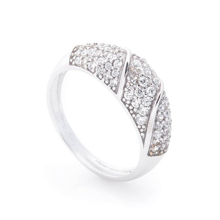 Золота каблучка з фіанітами к02222 від ювелірного магазину Онікс