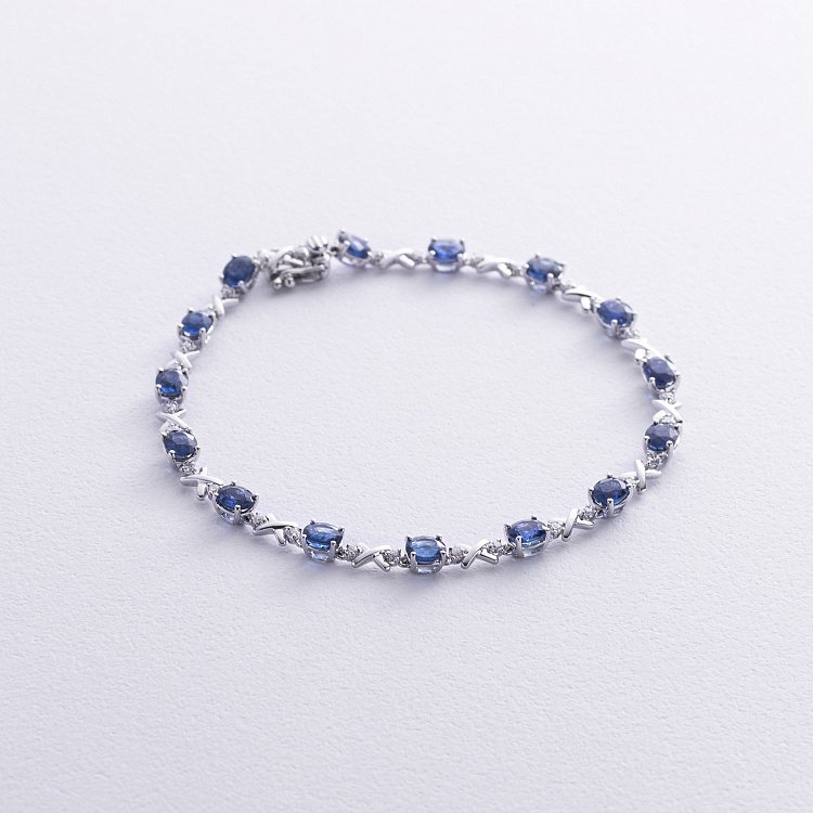 Золотий браслет з сапфірами і діамантами бб0040nl від ювелірного магазину Онікс