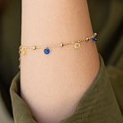Золотой браслет "Независимая" с шариками (синие и желтые фианиты) б05156 от ювелирного магазина Оникс - 1