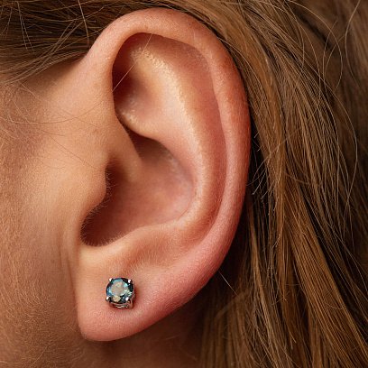 Золоті сережки-пусети (топаз "Лондон блакитний") сб0118gl №3