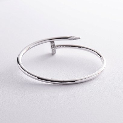 Жесткий браслет "Гвоздь" с бриллиантами (белое золото) 522061121 №3