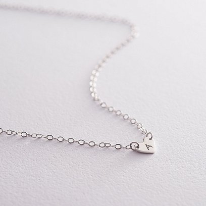 Серебряное колье Сердечко для гравировки 18994 №2