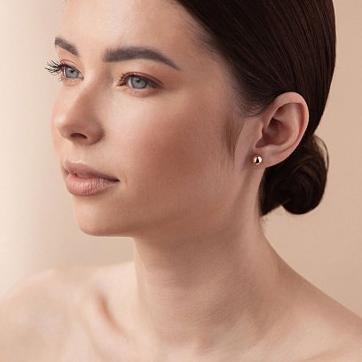 Серьги - пусеты "Полусфера" в красном золоте (0.7 см) с01570 №2