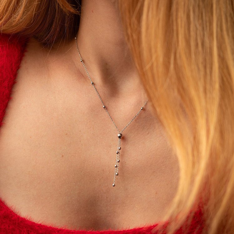 Колье "Шарики" в белом золоте кол02487 от ювелирного магазина Оникс - 1