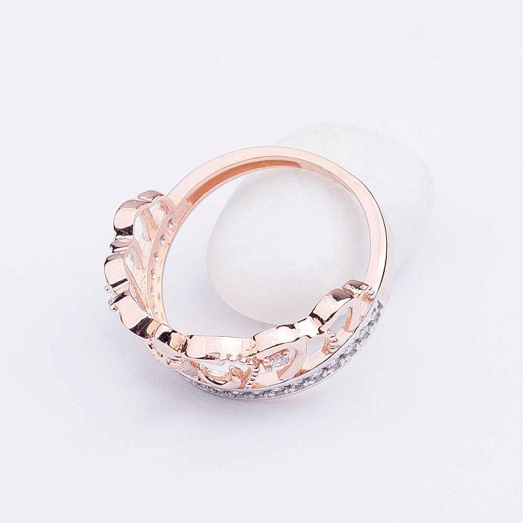 Золотое кольцо "Корона" с фианитами к03935 от ювелирного магазина Оникс - 3