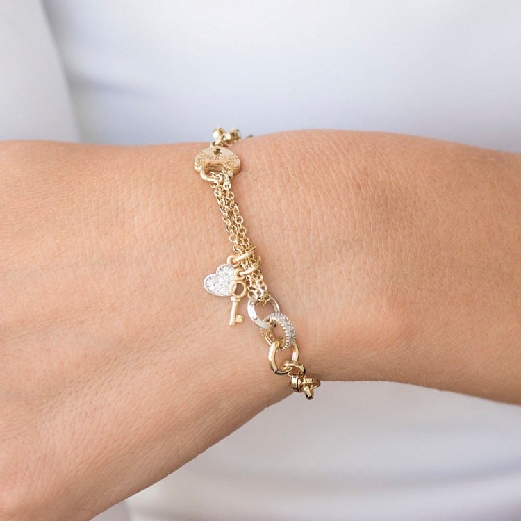 Золотий браслет "Сердечко і ключик" б03331 від ювелірного магазину Онікс - 3