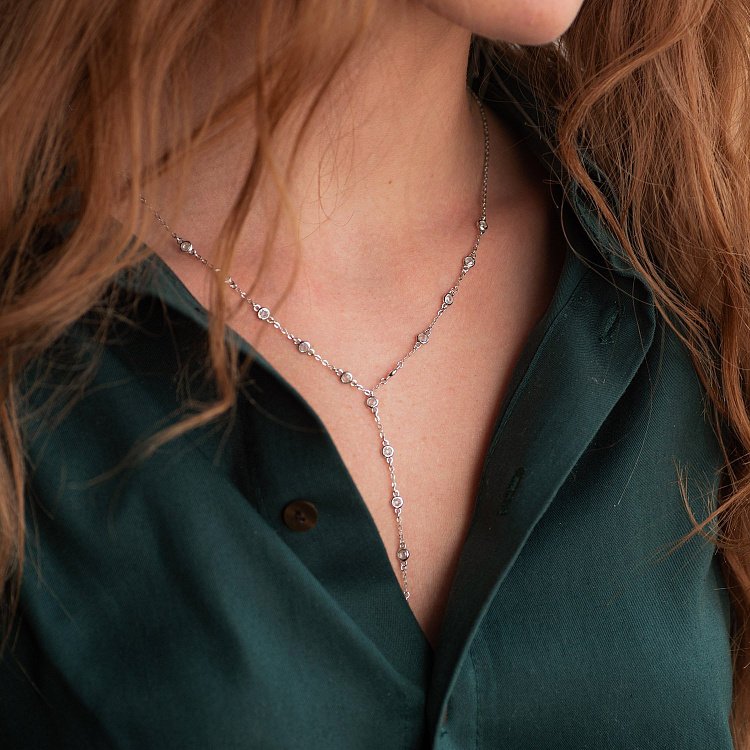 Срібне кольє з фіанітами 181111 від ювелірного магазину Онікс - 4