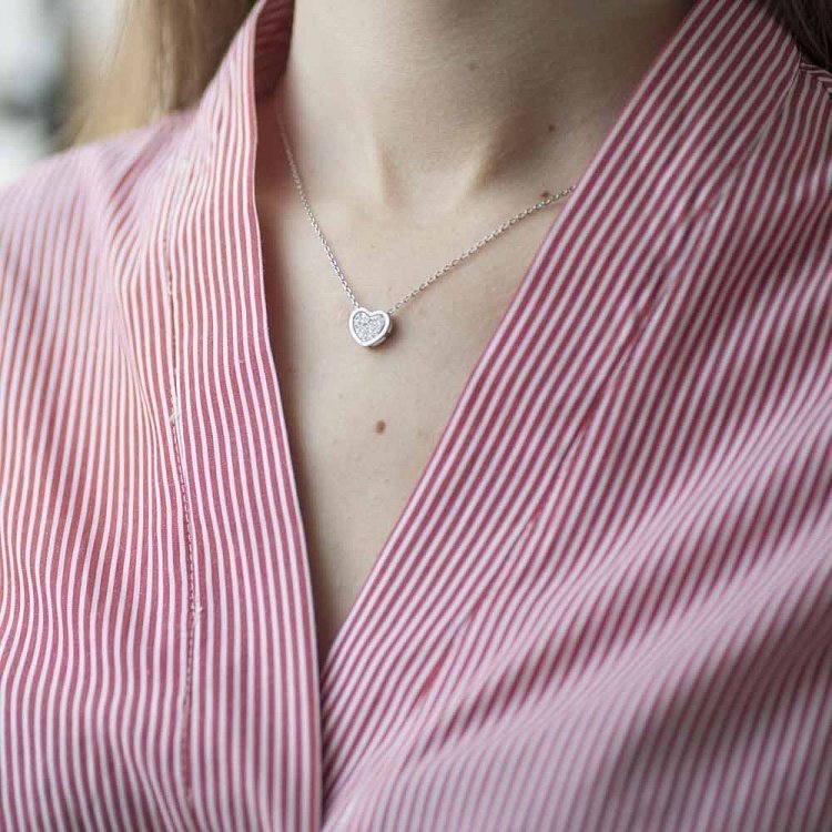Серебряное колье с сердечком (фианиты) 18648 от ювелирного магазина Оникс - 12