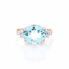 Золотое кольцо с голубым топазом и фианитами к03057 от ювелирного магазина Оникс - 3