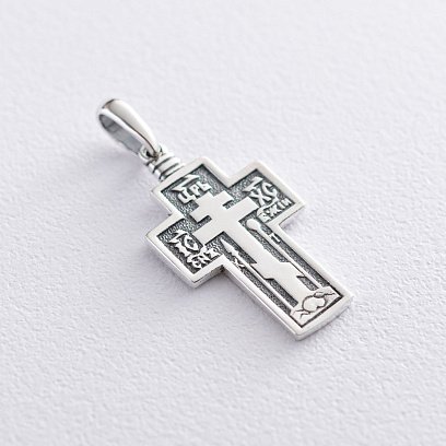 Срібний православний хрест з чорнінням 13365