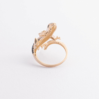 Каблучка "Ящірка" у жовтому золоті (фіаніти) к08309 №5