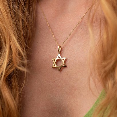 Кулон "Звезда Давида" в желтом золоте п03828 №2