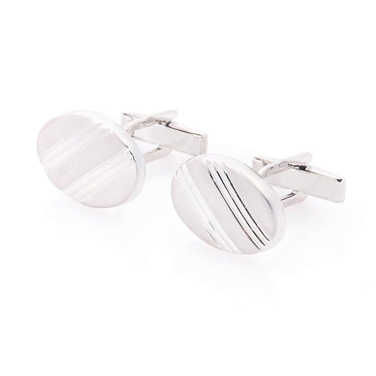 Серебряные запонки (родий) 25057 от ювелирного магазина Оникс