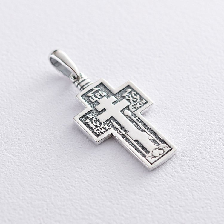 Срібний православний хрест з чорнінням 13365 від ювелірного магазину Онікс