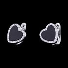 Срібні сережки "Серце" (фіаніти, онікс) 121821 от ювелирного магазина Оникс - 3