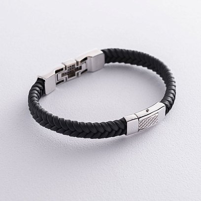 Каучуковый браслет из белого золота (фианиты) б03993 №3