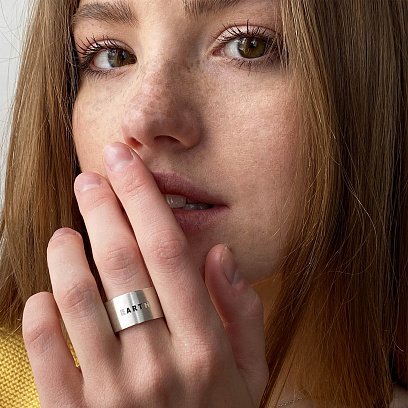 Серебряное кольцо с гравировкой "Earth" 112143earth №2