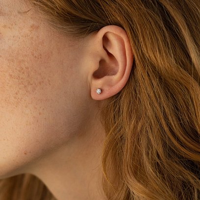 Серьги - пусеты с бриллиантами (белое золото) 331581121 №2