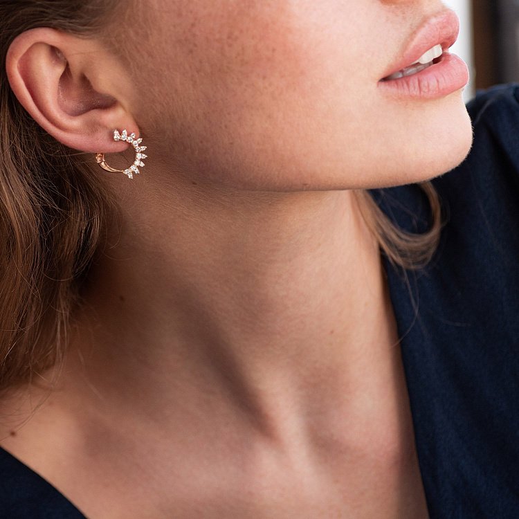 Золоті сережки з фіанітами с07484 від ювелірного магазину Онікс - 1