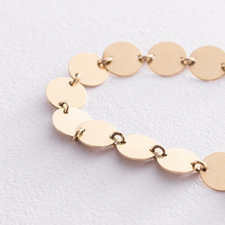 Золотой браслет "Кружочки" б03759 от ювелирного магазина Оникс - 2