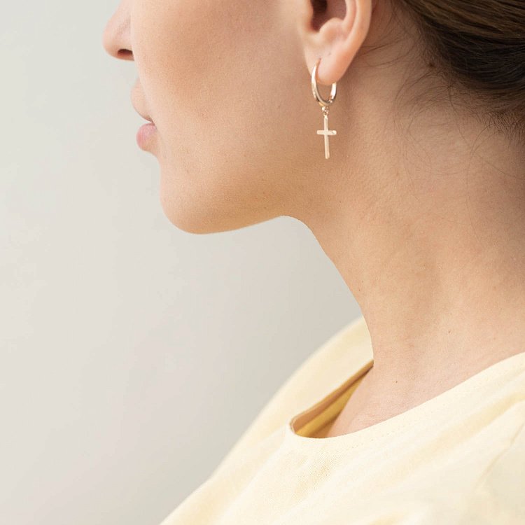 Сережки "Хрестики" в червоному золоті с07005 від ювелірного магазину Онікс - 3