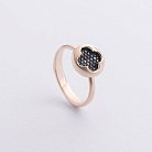 Золотое кольцо "Клевер" с черными бриллиантами 241181622 от ювелирного магазина Оникс