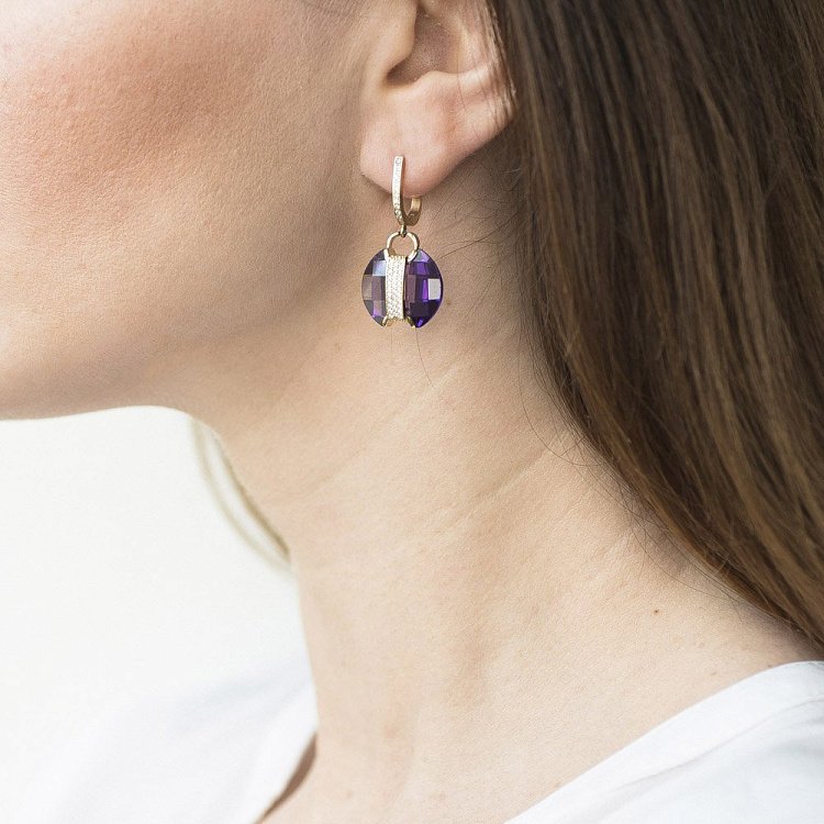 Ексклюзивні сережки із золота (фіаніти) с03102 від ювелірного магазину Онікс - 2