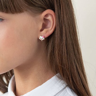 Серьги детские "Hello Kitty" с эмалью с06617 №2