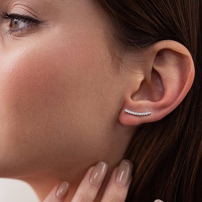 Золотые серьги - клаймберы с бриллиантами 333321121 №4