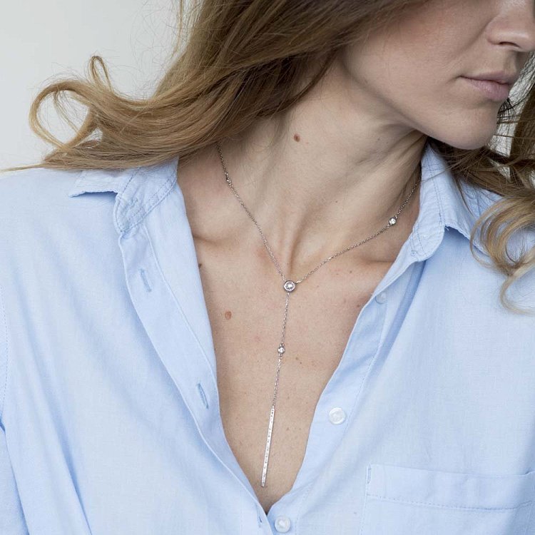 Золотое колье с фианитами кол01064 от ювелирного магазина Оникс - 2