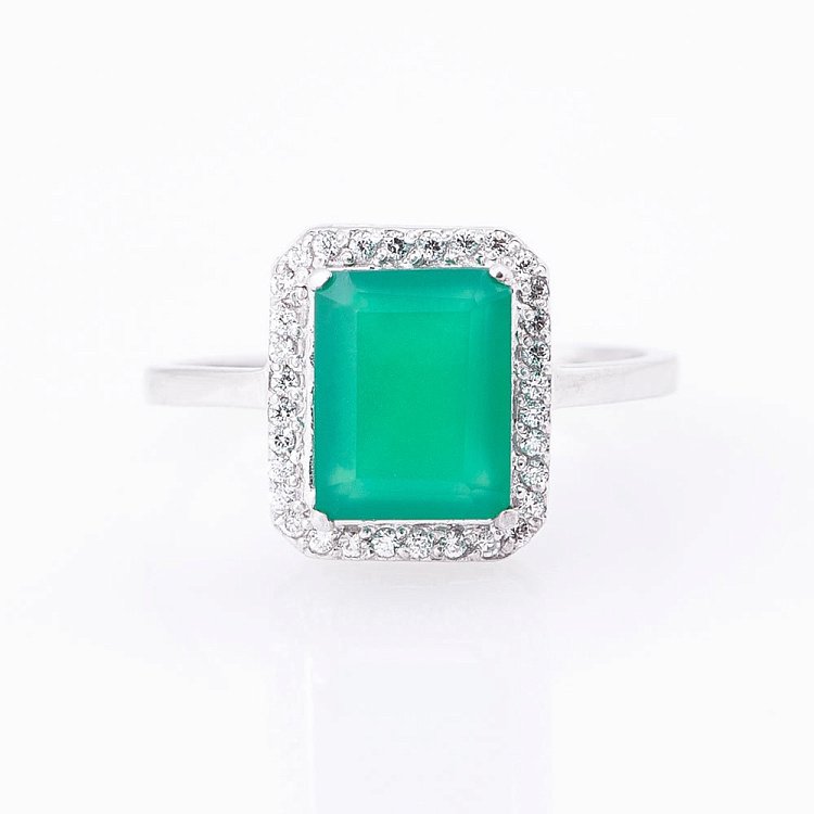 Золота каблучка з агатом і фіанітами к409а від ювелірного магазину Онікс - 2