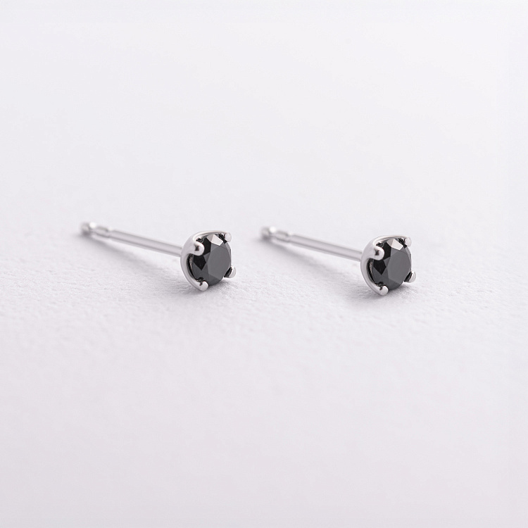 Золоті сережки - пусети з чорними діамантами сб0443y від ювелірного магазину Онікс - 4