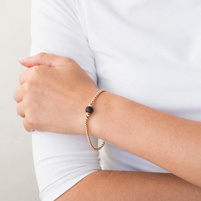 Золотой браслет "Шарики" (черные фианиты) б03590 №5