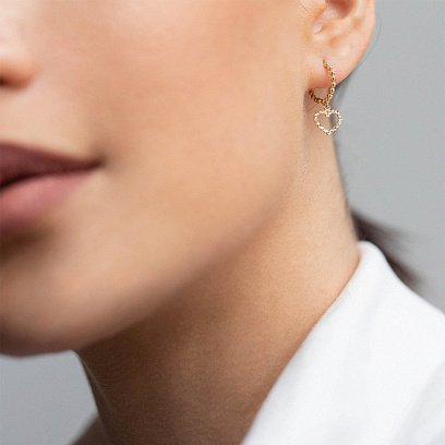 Серьги "Сердечки" в желтом золоте с07103 №5