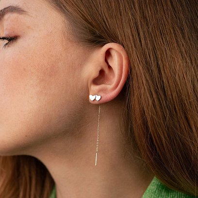 Золоті сережки - протяжки "Сердечки" с08804 №3