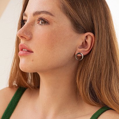 Сережки - пусети "Орбіта" в сріблі 7087 №5