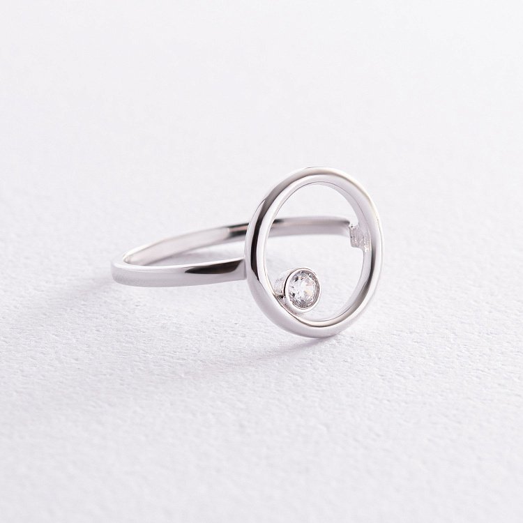 Золотое кольцо "Круговорот" с фианитом к07487 от ювелирного магазина Оникс - 2